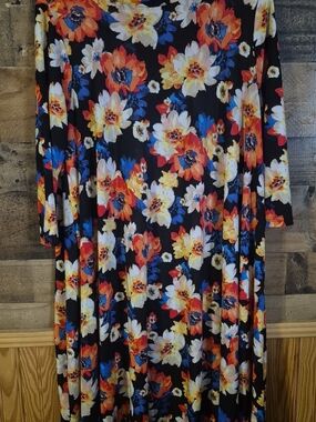 Black Floral Maxi Dress with Vibrant Multi-Color Blooms
